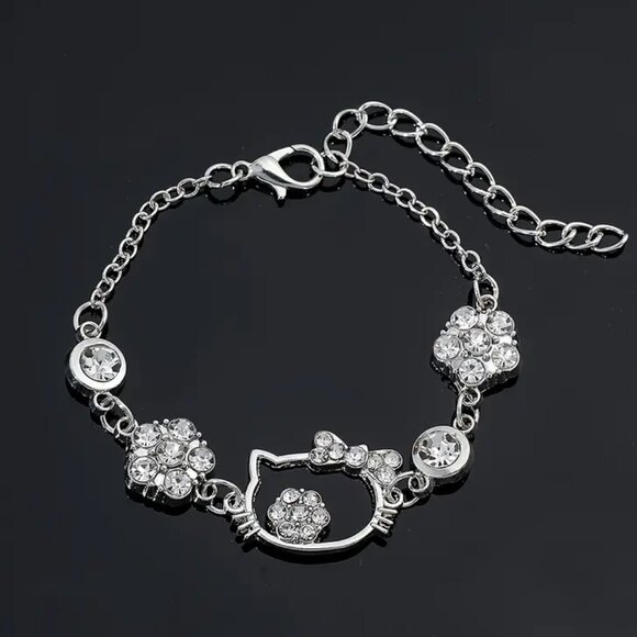 Hello Kitty Silver Bracelet with Crystals - Picture 1 of 7